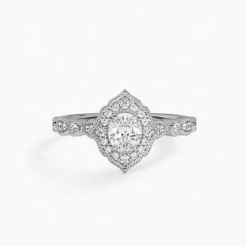 Oval Vintage Halo Solitaire Ring