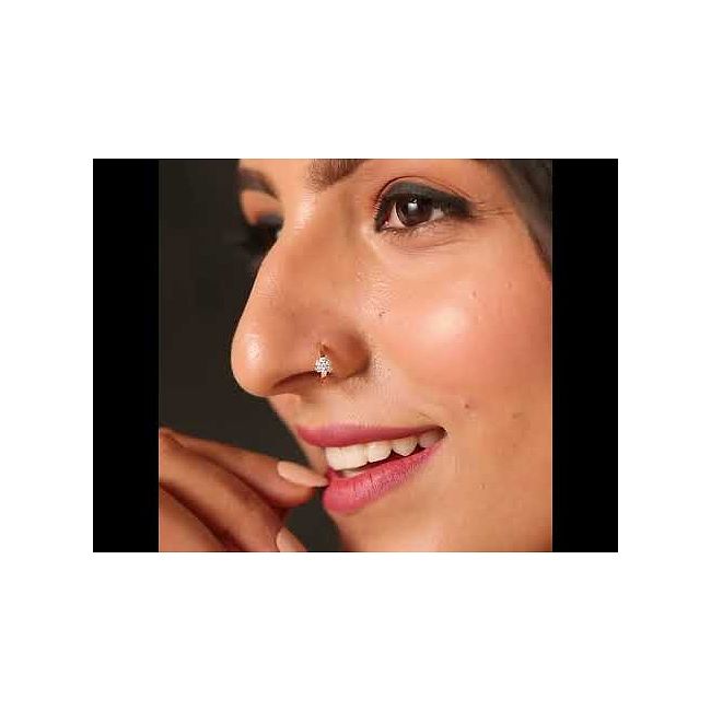 Buy GIVA AVNI by Oxidised Silver Charming Flower Nose Pin For Women(One  Size) online