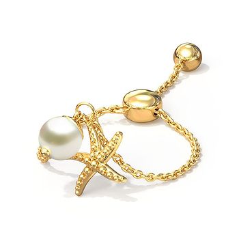 Starfish Pearl Flexi Ring For Women