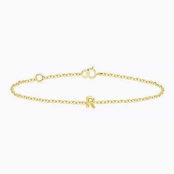 Bold Gold Alphabet R Bracelet