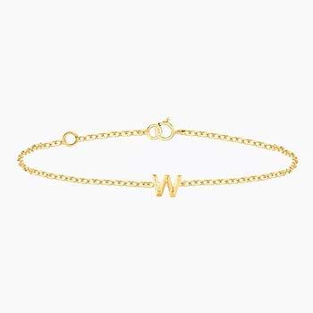Bold Gold Alphabet W Bracelet