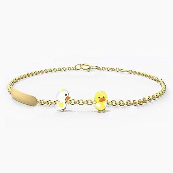 Cute Duckling Personalised Kids' Gold Bracelet