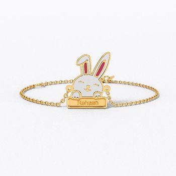 Bugs Bunny Kids Personalised Gold Bracelet