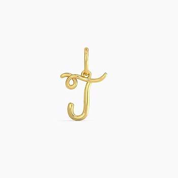 Alphabet J Cursive Gold Charm For Women