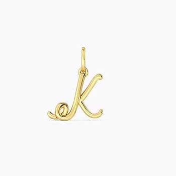 Alphabet K Cursive Gold Charm For Women