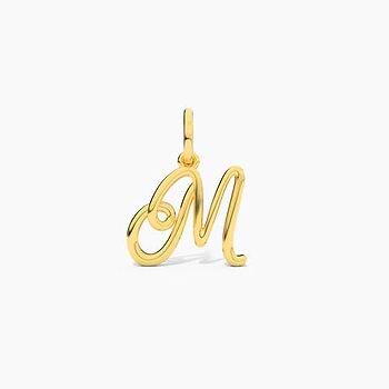 Alphabet M Cursive Gold Charm For Women