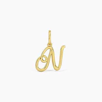 Alphabet N Cursive Gold Charm For Women
