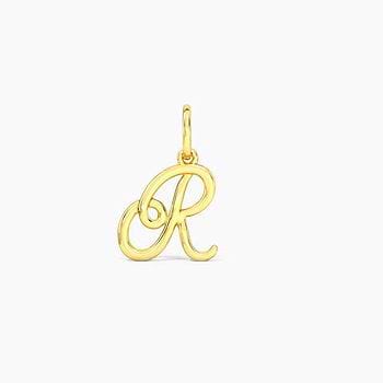 Alphabet R Cursive Gold Charm For Women