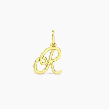 Alphabet R Cursive Gold Charm