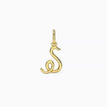 Alphabet S Cursive Gold Charm