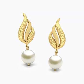 Bevan Hammered Pearl Drop Earrings For Women