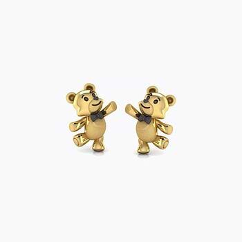 Dancing Teddy Kids' Gold Earrings