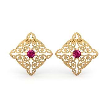 Sheesh Ornate Gemstone Stud Earrings