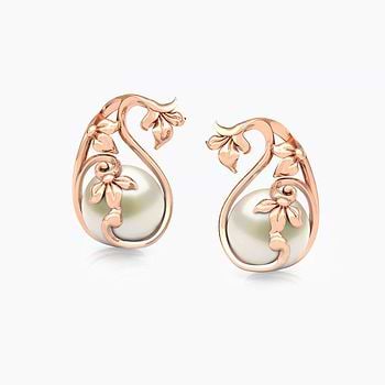 Pretty Paisley Pearl Stud Earrings