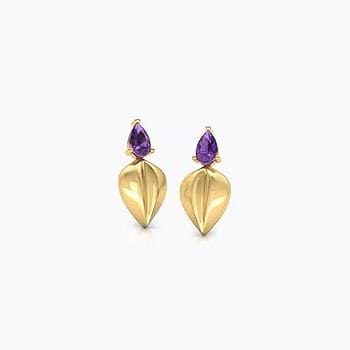 Kashvi Leaf Gemstone Drop Earrings