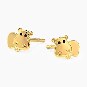 Hippo Kids' Gold Earrings