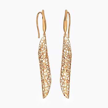 Wave Leaflet Gold Drop Earrings