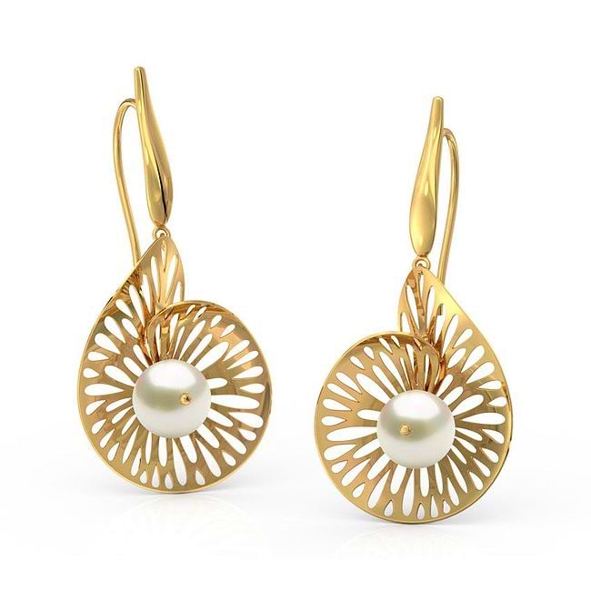 Leaf pearl earrings shop
