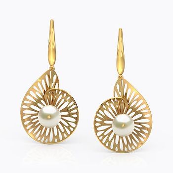 Swerve Leaf Pearl Drop Earrings