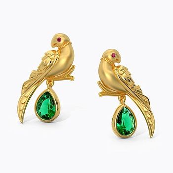 Charming Parrot Gemstone Drop Earrings