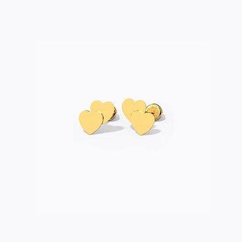 Duo Heart Kids' Gold Earrings
