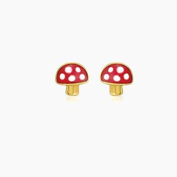 Chubby Mushroom Kids' Gold Earrings For Kids