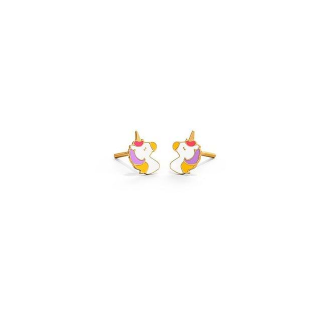Mystical Unicorn Kids Gold Earrings