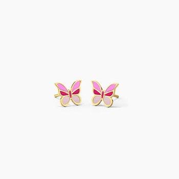 Violet Flutter Kids' Gold Earrings For Kids