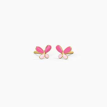 Flutter Butterfly Kids' Gold Earrings  For Kids