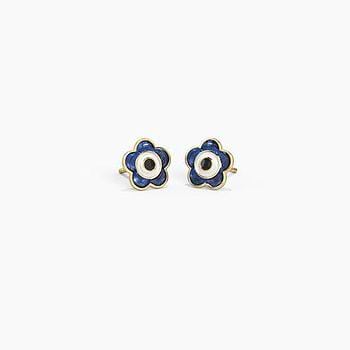 Swish Evil Eye Gold Stud Earrings