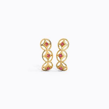 Circlet Floral Gemstone Hoop Earrings