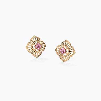 Flowery Arch Gemstone Stud Earrings