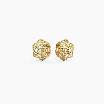 Urvi Floral Gold Stud Earrings