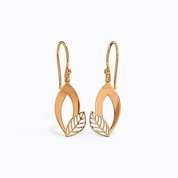 Duo Leafy Gold Drop Earrings