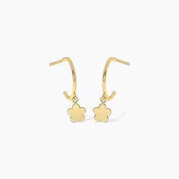 Flower Fall Gold Hoop Earrings