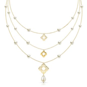 Nelia Cutout Pearl Necklace