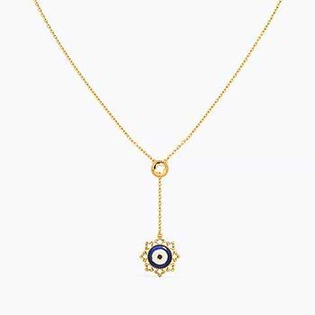 Artful Evil Eye Gold Lariat Necklace